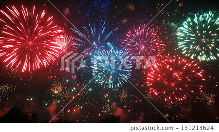 Colorful fireworks fill the night sky Colorful fireworks fill the night sky 131213624