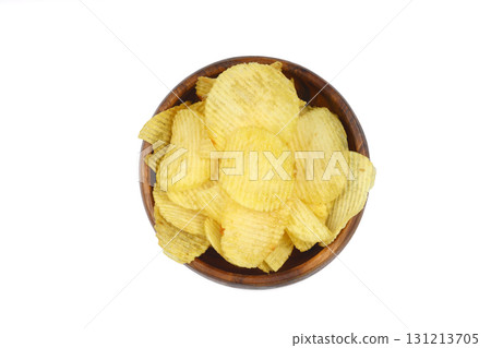 potato chip isolated on white background close up potato chip isolated on white background close up 131213705