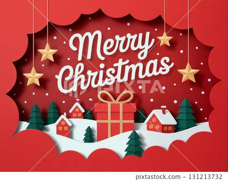 3D剪紙風格聖誕卡 131213732