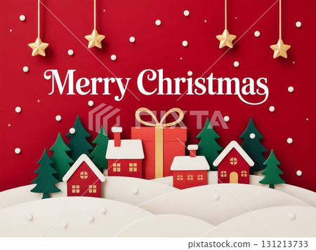 聖誕禮物和房子的三維插圖 131213733