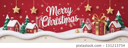 三維聖誕景觀的水平插圖 131213734