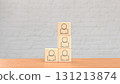 The Icon man on wood cube for Human Resources or Business concept 3d Rendering. 131213874