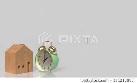 The Clock and House for Building or Property concept 3d Rendering. The Clock and House for Building or Property concept 3d Rendering. 131213893