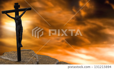 The Jesus and cross for religion or  christianity concept 3d Rendering. 131213894