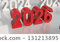 The Red 2026 for New year  or celebration concept 3d Rendering. 131213895