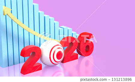 The 2026 Chart glow up for Business concept 3d Rendering. 131213896
