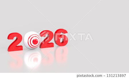 The 2026 red and target for Business concept 3d Rendering. 131213897