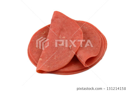 Sliced boiled ham sausage isolated on white background Sliced boiled ham sausage isolated on white background 131214158