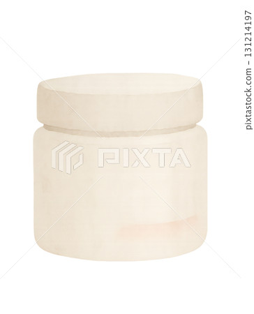 Beige deodorant cream container watercolor illustration PNG transparent background 131214197