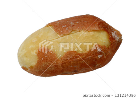 Single salted peanut isolated over the white background 131214386