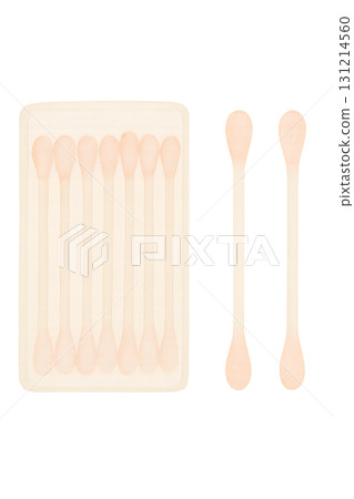 Flat cotton swab set watercolor illustration PNG transparent background 131214560