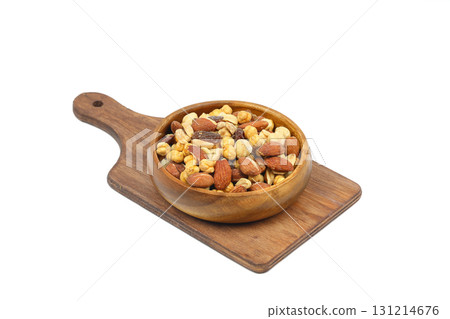 mixed nuts in bowl. Mix of various nuts on white background. mixed nuts in bowl. Mix of various nuts on white background. 131214676