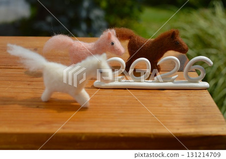 Wool felt horse New Year's material 131214709