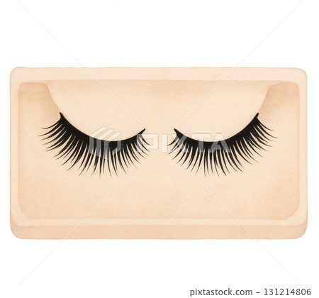 Minimalist illustration of a false eyelash case - watercolor-style cosmetic material Minimalist illustration of a false eyelash case - watercolor-style cosmetic material 131214806