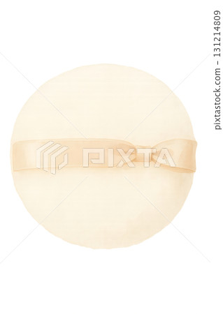 帶有絲帶的粉撲插圖 — 白色背景上的化妝品 帶有絲帶的粉撲插圖 — 白色背景上的化妝品 131214809