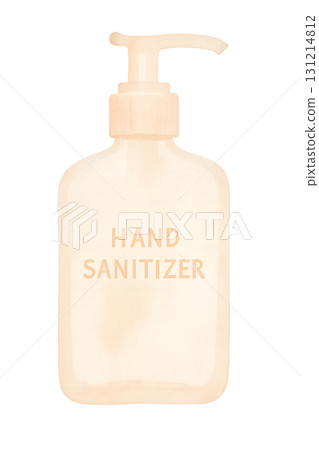 Hand sanitizer illustration: Watercolor style hygiene product bottle material 131214812