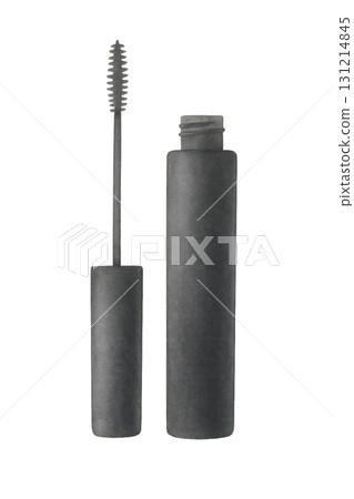 黑色睫毛膏管水彩插圖PNG透明背景 131214845