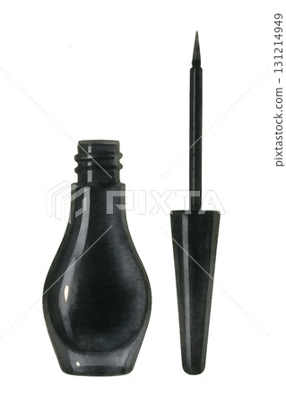 黑色眼線筆套裝水彩插畫PNG透明背景 131214949