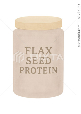 Flaxseed protein container watercolor illustration PNG transparent background Flaxseed protein container watercolor illustration PNG transparent background 131214983