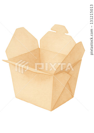 外帶盒水彩插畫PNG透明背景 131215013