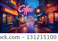 Illustration of a neon sign for an urban coffee shop 131215100