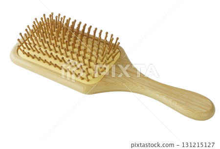 Hair care brush comb with wooden handle isolated on white background Hair care brush comb with wooden handle isolated on white background 131215127
