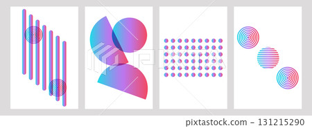 Geometric Abstract modern design a color gradient. Bright multicolored gradients trendy typography for poster print cover or flyer. Vector illustration. 131215290