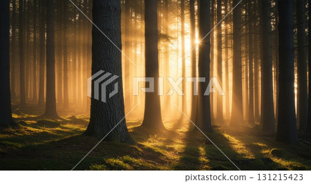 Sunlight through the forest 131215423