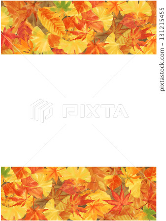 Colorful autumn leaves frame, top and bottom band decoration, watercolor illustration Colorful autumn leaves frame, top and bottom band decoration, watercolor illustration 131215455