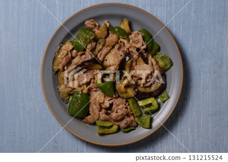 Stir-fried eggplant, green pepper and pork with miso 131215524