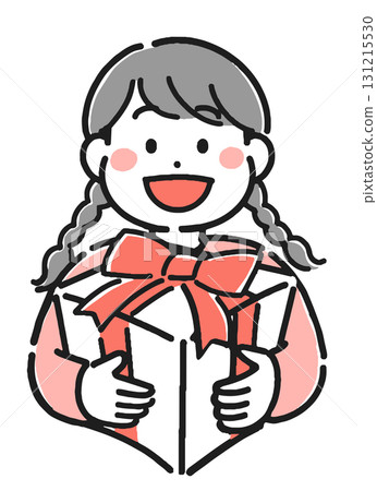 拿著禮物的女孩的插圖 拿著禮物的女孩的插圖 131215530