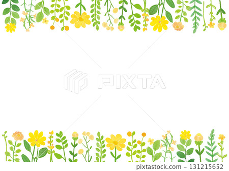 黃色花垂直框背景，花卉裝飾設計材料 131215652