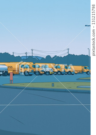 Yellow Trucks in Line 131215798
