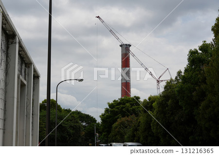 Sunamachi Water Reclamation Center chimney demolition work May 2024 Sunamachi Water Reclamation Center chimney demolition work May 2024 131216365