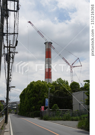 Sunamachi Water Reclamation Center chimney demolition work May 2024 131216368
