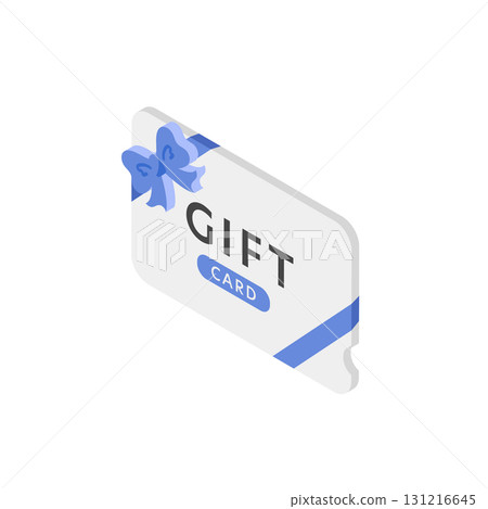 Isometric icon of gift card with ribbon (vector) 131216645