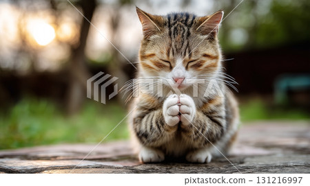 Praying kitten Image generation AI 131216997