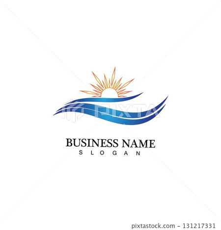 Water wave and sun icon vector illustration design logo 131217331