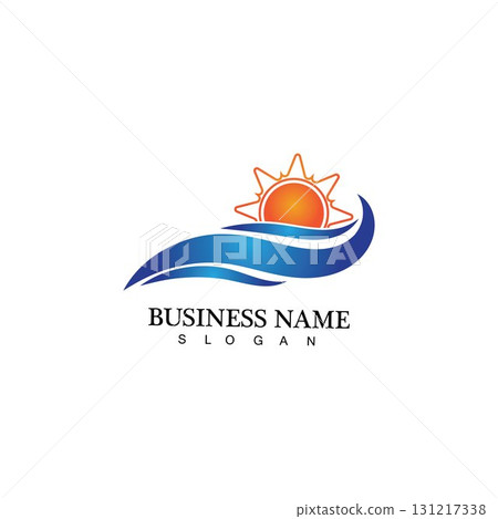 Water wave and sun icon vector illustration design logo 131217338