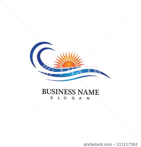 Water wave and sun icon vector illustration design logo Water wave and sun icon vector illustration design logo 131217362