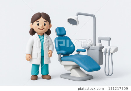 Clay Figurine Female Dentist with Dental Chair 131217509