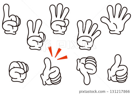 Hand parts, counting, rock-paper-scissors, like icon, hand sign set 131217866