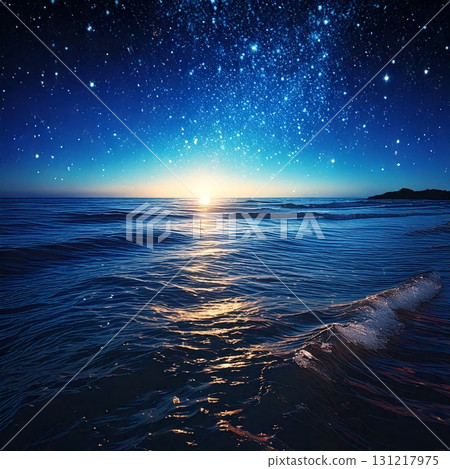 Quiet and romantic night seascape 131217975