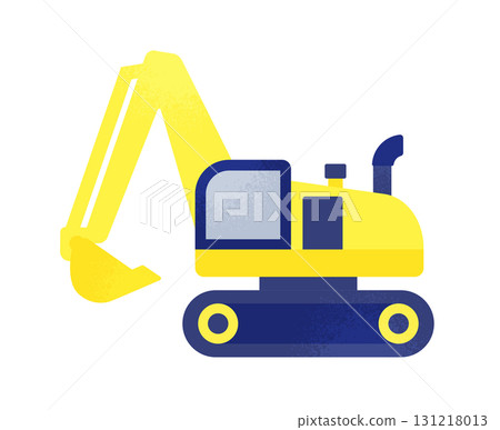 ICT hydraulic excavator icon Illustration of construction machinery automation, remote control, and DX 131218013