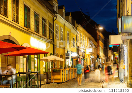 Summer evening view of Tkalciceva Street in Zagreb, Croatia 131218390