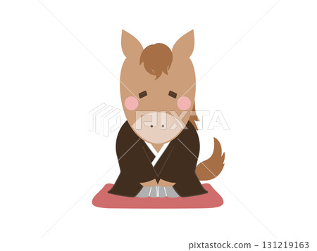 Illustration of a cute horse in Japanese clothing 2 Illustration of a cute horse in Japanese clothing 2 131219163