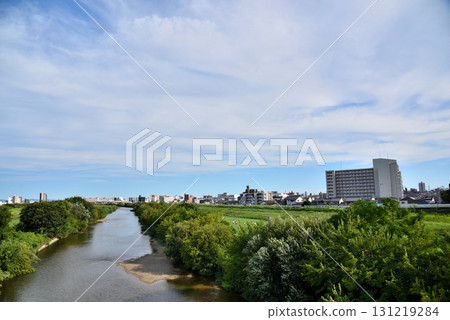 Aichi Prefecture: Yata River seen from Fureai Bridge in Kita Ward, Nagoya City 131219284