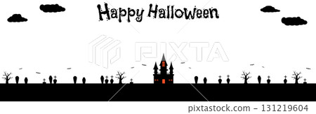 秋季材料萬聖節橫幅框架背景雲和字母 131219604