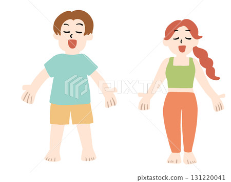 手繪插畫,男人與女人深呼吸 手繪插畫,男人與女人深呼吸 131220041