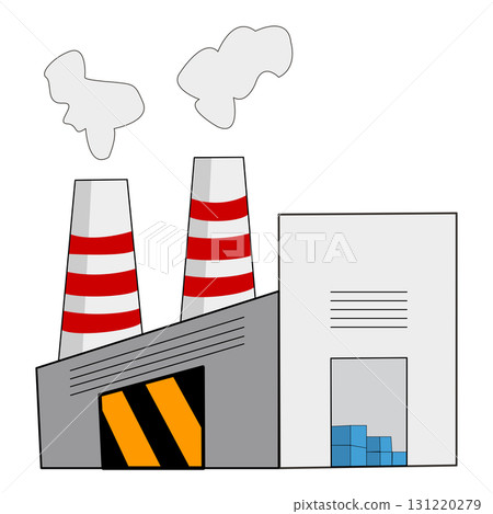 Factory Illustration with Smoke and Industrial Design Factory Illustration with Smoke and Industrial Design 131220279